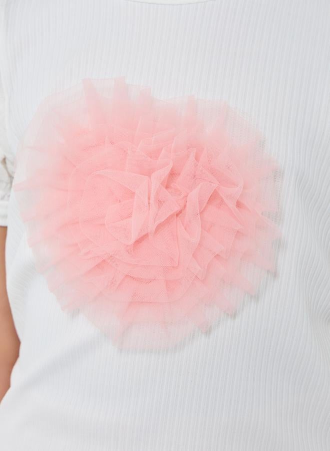 ستايلي طقم بلوزة بتطريز قلب وتنورة - Image 3